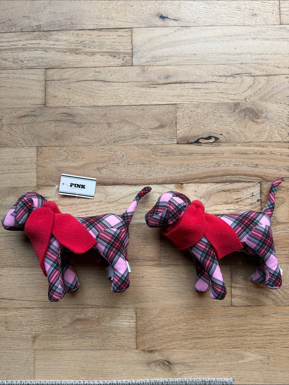 Pair of Victoria's Secret PINK Plaid  Duo with Red Scarves